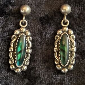 Vintage Wheeler WMCO Abalone Drop Earrings Southwestern